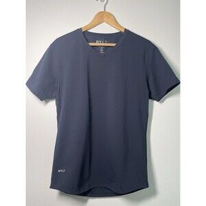BYLT Shirt Navy Blue Drop Cut Lux Performance V Neck Stretch Active Men's Medium